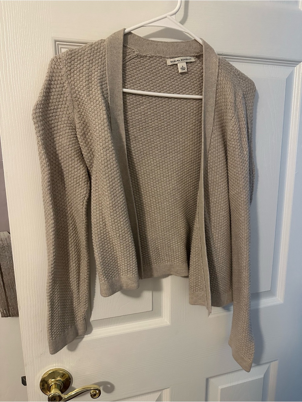 Banana Republic Light Beige Open-Front Textured Cardigan